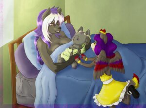 Rating: Safe Score: 0 Tags: anthro bed breasts cainethelongshot canid canine e621 ebony_(rika_wolf) feathered_wings feathers female furniture group hair hi_res mammal mother_(lore) neonate parent_(lore) purple_hair rika_wolf sibling_(lore) sister_(lore) sisters_(lore) white_hair wings yellow_eyes young young_anthro User: bunchy7s