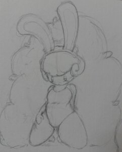 Rating: Questionable Score: 0 Tags: blush bunny_costume clothing costume e621 female generation_5_pokemon humanoid monochrome nintendo pokemon pokemon_(species) solo thick_thighs vono whimsicott User: bunchy7s
