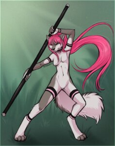 Rating: Questionable Score: 0 Tags: 2011 ajna anthro breasts canid canine canis casual_nudity digitigrade e621 female hair holding_object holding_weapon korin_(ajna) long_hair mammal melee_weapon nude pink_hair polearm solo staff tail weapon wolf User: bunchy7s