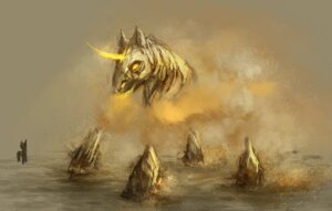 Rating: Safe Score: 0 Tags: ambiguous_gender duo e621 elkaart equid equine feral glowing glowing_eyes hasbro horn mammal my_little_pony mythological_creature mythological_equine mythology open_mouth outside restricted_palette rock simple_background smoke tan_background unicorn User: bunchy7s