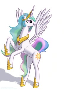 Rating: Safe Score: 0 Tags: armor caelacanthe crown cutie_mark e621 equid equine feathered_wings feathers female feral friendship_is_magic hair hasbro headgear hi_res horn jewelry mammal multicolored_hair my_little_pony mythological_creature mythological_equine mythology necklace open_mouth pose princess_celestia_(mlp) purple_eyes royalty simple_background smile solo white_body white_feathers winged_unicorn wings User: bunchy7s