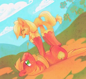 Rating: Safe Score: 0 Tags: applejack_(mlp) big_macintosh_(mlp) blonde_hair brother_(lore) brother_and_sister_(lore) cloud cutie_mark duo e621 earth_pony equid equine eyes_closed female feral feyrah freckles friendship_is_magic good_parenting green_eyes hair hasbro hooves horse male mammal my_little_pony open_mouth orange_hair outside playing plow_yoke pony quadruped sibling_(lore) sister_(lore) sky smile tail young User: bunchy7s
