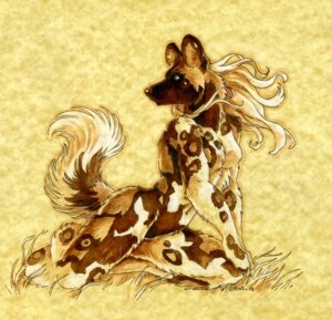 Rating: Safe Score: 0 Tags: 2008 african_wild_dog anthro biped breasts canid canine e621 featureless_breasts female heather_bruton mammal nude simple_background sitting solo tail traditional_media_(artwork) yellow_theme User: bunchy7s