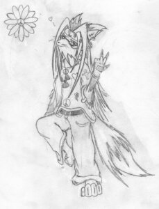 Rating: Safe Score: 0 Tags: absurd_res alternative_fashion anthro canid canine e621 flower fox full-length_portrait gesture graphite_(artwork) hand_gesture hi_res hippie kevin_fox male mammal monochrome peace_symbol plant portrait solo tail traditional_media_(artwork) v_sign User: bunchy7s