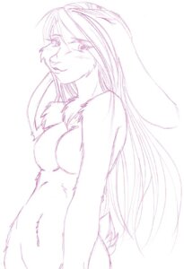 Rating: Questionable Score: 0 Tags: anthro breasts chiiness domestic_rabbit e621 female hair half-length_portrait lagomorph leporid long_ears long_hair looking_aside looking_at_viewer lop_rabbit mammal monochrome nude oryctolagus portrait purple_and_white rabbit roslin simple_background sketch smile solo white_background User: bunchy7s