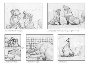 Rating: Questionable Score: 0 Tags: ambiguous_gender ambiguous_prey avian bathroom bird body_size_growth canid canine chicken comic e621 eating english_text feet_first female female_pred female_prey feral food fox galliform graphite_(artwork) greyscale group head_first human male male_prey mammal meanybeany meat monochrome obese overweight phasianid quadruped size_transformation solo_focus tail text traditional_media_(artwork) transformation vore User: bunchy7s