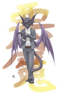 Rating: Safe Score: 0 Tags: 2012 aogami black_hair clothing e621 hair hi_res horn looking_at_viewer male membrane_(anatomy) membranous_wings narrow_hips red_eyes solo tail text thin_calves thin_legs thin_thighs wings User: bunchy7s