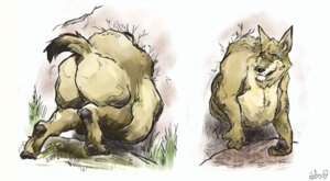Rating: Questionable Score: 0 Tags: aokamidu butt canid canine canis coyote digitigrade e621 male mammal overweight overweight_male simple_background solo stuck tail white_background yellow_eyes User: bunchy7s