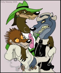 Rating: Safe Score: 0 Tags: 2005 anthro cigarette claws clothing disney e621 greasy_(character) group hat headgear headwear least_weasel male mammal mustelid musteline psycho_(character) restraints simple_background smoke smoking straitjacket toon_patrol true_musteline weasel wheezy who_framed_roger_rabbit zeriara User: bunchy7s