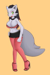 Rating: Questionable Score: 0 Tags: anthro areola basketgardevoir biped bottomwear breasts canid canine clothing collar e621 female footwear generation_5_pokemon green_eyes hair hi_res high_heels mammal meimu_takurami nintendo pokemon pokemon_(species) pokemorph shoes simple_background skirt solo tail topwear unzipped zipper zorua User: bunchy7s