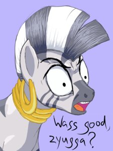 Rating: Safe Score: 0 Tags: 2012 3:4 arrkhal crossover e621 ear_piercing english_text equid equine female friendship_is_magic hasbro letterbox mammal mohawk my_little_pony neck_ring piercing racial_slur reaction_image solo stripes text zebra zecora_(mlp) User: bunchy7s