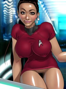 Rating: Explicit Score: 0 Tags: 1girls breasts busty censored censored_pussy cleavage dark-skinned_female dark_skin eyeshadow female female_only hairy huge_breasts human kat's lipstick makeup nipple_bulge nyota_uhura pubic_hair pussy red_shirt rule34 solo solo_female spaceship spaceship_interior star_trek star_trek_(2009) starfleet_insignia starfleet_uniform voluptuous vulva User: bunchy7s