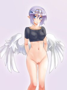 Rating: Questionable Score: 0 Tags: bare_legs blue_eyes blush bottomless breasts clothing erect_nipples female female_only ginrei_kishi_dehitera hands_behind_back hikabe_sakuho hs impossible_clothes impossible_clothing impossible_shirt low_wings navel nipples pointy_ears purple_hair pussy rule34 shinrabanshou shirt solo solo_female uncensored wings wings_too_small User: bunchy7s