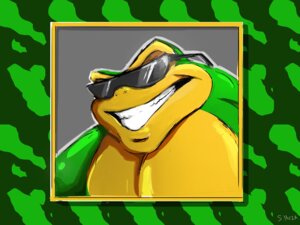 Rating: Safe Score: 0 Tags: 4:3 amphibian anthro battletoads e621 eyewear frog green_theme grin hi_res male rareware rash_(battletoads) sergeymeza smile solo sunglasses toad_(frog) User: bunchy7s