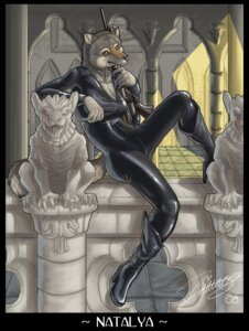 Rating: Safe Score: 0 Tags: 2008 anthro bodysuit boots breasts canid canine canis clothing detailed detailed_background e621 female footwear form_fitting gargoyle gun high_heeled_boots high_heels latex latex_clothing latex_skinsuit looking_at_viewer mammal natalya_(daniel_yote) on_roof outside ranged_weapon rifle rooftop shoes skinsuit sniper sniper_rifle solo tail tight_clothing toony weapon wolf zhivago_(artist) User: bunchy7s