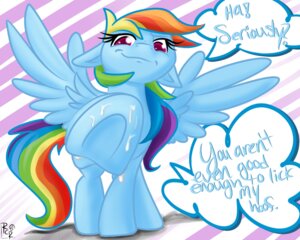 Rating: Questionable Score: 0 Tags: blue_body blue_feathers blue_fur bodily_fluids cutie_mark dialogue dominant dominant_female e621 english_text equid equine feathered_wings feathers female feral friendship_is_magic fur hair hasbro hi_res hoof_fetish hooves humiliation looking_at_viewer mammal multicolored_hair multicolored_tail my_little_pony mythological_creature mythological_equine mythology pegasus purple_eyes rainbow_dash_(mlp) rainbow_hair rainbow_tail rawrcharlierawr solo sweat tail text wings User: bunchy7s