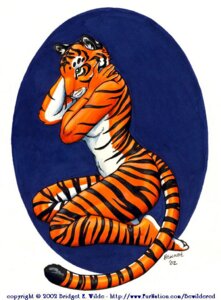 Rating: Questionable Score: 0 Tags: 2002 abstract_background anthro belly biped breasts bridget_e_wilde countershading covering covering_self e621 english_text felid female fur green_eyes kneeling mammal nude orange_body orange_fur pantherine pinup plantigrade pose signature simple_background small_breasts solo stripes tail text tiger traditional_media_(artwork) url white_belly User: bunchy7s