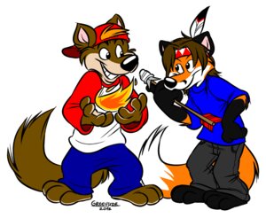 Rating: Safe Score: 0 Tags: 2012 3_toes accessory anthro arrow_(weapon) barefoot black_nose brown_body brown_fur brown_hair canid canine canis clothed clothing duo e621 feather_in_hair feathers feet fire fox fully_clothed fur greevixor hair hair_accessory hat headgear headwear loose_feather male mammal native_american orange_body orange_fur orange_hair ranged_weapon simple_background tail toes weapon white_background wolf User: bunchy7s