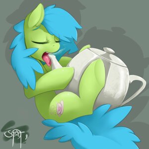 Rating: Questionable Score: 0 Tags: 1:1 beverage blue_hair bodily_fluids cutie_mark e621 equid equine eyes_closed female feral food fur green_body green_fur hair hasbro hi_res horse licking mammal micro my_little_pony pony saliva shadow simple_background solo starlight_spark steam tea tealove_(mlp) teapot tongue tongue_out User: bunchy7s