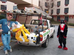 Rating: Safe Score: 0 Tags: 2005 bound canid canine car cheetah clothing costume e621 eyewear facial_hair felid feline fursuit glasses goggles grandfathered_content greifer group human ladder looking_at_viewer male mammal mustache pantherine photography_(artwork) real tilt_longtail timberfawks unimpressed unknown_artist vehicle User: bunchy7s