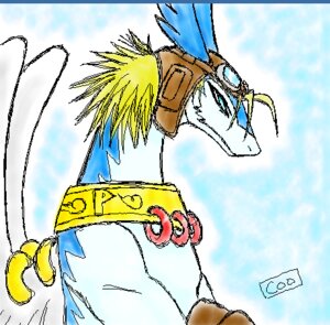 Rating: Safe Score: 0 Tags: anthro coochan e621 eyewear feathered_wings feathers goggles legendz low_res male shiron solo wings User: bunchy7s