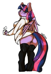 Rating: Questionable Score: 0 Tags: 2013 anthro anthrofied avante92 biped blush bottomless butt clothed clothing container cup e621 equid equine feathered_wings feathers female friendship_is_magic fur hair hasbro hi_res holding_container holding_cup holding_object horn legwear looking_at_viewer looking_back mammal multicolored_hair my_little_pony mythological_creature mythological_equine mythology purple_body purple_eyes purple_feathers purple_fur purple_hair shirt simple_background solo standing steam stockings tail topwear twilight_sparkle_(mlp) two_tone_hair white_background winged_unicorn wings User: bunchy7s