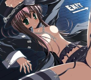Rating: Explicit Score: 0 Tags: blush breasts chains copyright_request cross female garter_belt green_eyes hat nipples open_clothes pointy_chin rule34 striped striped_legwear striped_thighhighs thighhighs User: bunchy7s