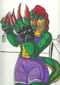 Rating: Safe Score: 0 Tags: anthro breasts damagefox e621 female hair hybrid molgator muscular muscular_anthro muscular_female rachelle_(damagefox) red_hair solo tail User: bunchy7s