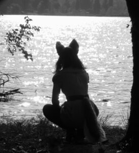 Rating: Safe Score: 0 Tags: anthro canid canine canis clothing costume e621 felid female grandfathered_content mammal monochrome plant real scenery solo tail tree unknown_artist water wolf wood User: bunchy7s