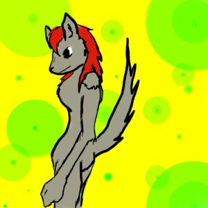 Rating: Questionable Score: 0 Tags: 1:1 anthro biped breasts canid canine e621 featureless_breasts female fenchfletcher fluffy fluffy_tail fur grandfathered_content green_background grey_body grey_fur hair long_hair mammal nude red_hair side_boob simple_background slim solo standing tail yellow_background User: bunchy7s
