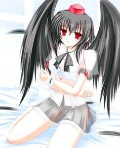 Rating: Explicit Score: 0 Tags: black_hair black_wings female hat lingerie ribbon rule34 shameimaru_aya shirotsuki_kouta short_hair solo touhou underwear wings User: bunchy7s