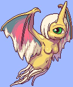 Rating: Explicit Score: 0 Tags: bahamut_lagoon blue_background breasts closed_mouth color female female_only green_eyes hair horn huge_eyes munimuni pixel_art rule34 rule_63 short_hair simple_background smile solo toony wings User: bunchy7s