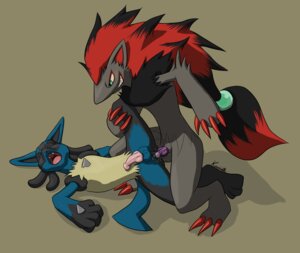 Rating: Explicit Score: 0 Tags: anal anal_penetration animal_genitalia anthro black_markings blue_body blue_fur bottomless canid canine clothed clothing duo e621 erection eyes_closed fur generation_4_pokemon generation_5_pokemon genitals green_eyes grey_body grey_fur humanoid_genitalia humanoid_penis kasirith knot lucario male male/male male_penetrated male_penetrating male_penetrating_male mammal markings nintendo nude open_mouth penetration penis plantigrade pokemon pokemon_(species) purple_penis red_markings sex sheath signature spread_legs spreading tail zoroark User: bunchy7s
