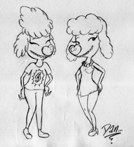 Rating: Safe Score: 0 Tags: anthro canid canine canis catdog_(series) creepydan domestic_dog duo e621 female heart_symbol hi_res mammal monochrome nickelodeon poodle shriek_dubois sketch smile User: bunchy7s