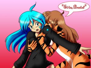 Rating: Questionable Score: 0 Tags: 4:3 amber_eyes anthro blue_eyes blue_hair blush breast_grab breasts brown_hair clothed clothing countershading crossgender dialogue duo e621 felid female female/female flora_(twokinds) fur grope hair hand_on_breast human keidran latin_text mammal navel nude open_mouth orange_body orange_fur pantherine panties sageart side_boob simple_background striped_body striped_fur stripes tail text tiger trace_legacy twokinds underwear white_body white_fur User: bunchy7s