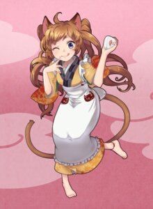 Rating: Safe Score: 0 Tags: ahoge animal_humanoid anklet apron asian_clothing barefoot blue_eyes brown_hair cat_humanoid cat_tail clothing e621 east_asian_clothing feet felid felid_humanoid feline feline_humanoid female food hair humanoid japanese_clothing jewelry kimono long_hair looking_at_viewer mammal mammal_humanoid one_eye_closed onigiri pigtails rice sally_(artist) solo tongue tongue_out wink User: bunchy7s