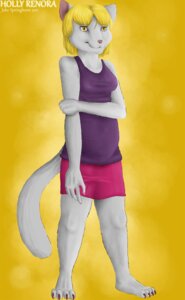 Rating: Safe Score: 0 Tags: 2011 anthro biped clothed clothing domestic_cat e621 felid feline felis female female_(lore) fidchellvore fully_clothed holly_renora_(fidchellvore) mammal simple_background smile solo standing tail yellow_background User: bunchy7s