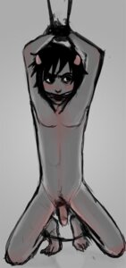 Rating: Explicit Score: 0 Tags: 1boy arms_above_head arms_tied artist_request black_hair blush bondage davyn gagged grey_background grey_skin homestuck horns karkat_vantas male male_only ms_paint_adventures naked penis rope rule34 short_hair solo source_request troll User: bunchy7s