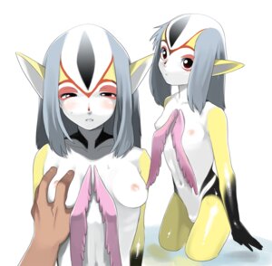 Rating: Questionable Score: 0 Tags: aquatic blue_submarine_no._6 blush breasts digital_media_(artwork) duo e621 female fondling foolishmix humanoid monster_girl_(genre) mutio nipples non-mammal_nipples red_eyes simple_background solo_focus white_background User: bunchy7s