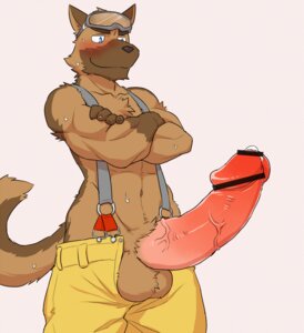 Rating: Explicit Score: 0 Tags: 5_fingers anthro balls big_penis biped blue_eyes blush bodily_fluids bottomwear brown_body brown_fur canid canine canis censored clothed clothing cotton_(artist) crossed_arms domestic_dog e621 erection eyewear fingers foreskin fur genital_fluids genitals glans goggles huge_penis humanoid_genitalia humanoid_penis hyper hyper_genitalia hyper_penis male mammal no_underwear pants penis precum solo standing suspenders sweat topless vein User: bunchy7s