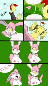 Rating: Questionable Score: 0 Tags: 2013 anthro big_breasts breasts careful_what_you_wish_for clone clothed clothing comic dialogue domestic_cat duo e621 easter easter_bunny english_text eyewear felid feline felis female fur glasses green_eyes hair hi_res holidays human lagomorph leporid long_ears magic male mammal misunderstanding monkey_paw multicolored_body multicolored_fur muscular nipples nude outside pecs pink_body pink_fur pink_nipples plant question_mark rabbit red_hair rock short_hair shrub sitting slypon standing text torn_clothing transformation twinning two_tone_body two_tone_fur white_body white_fur wish_twisting User: bunchy7s