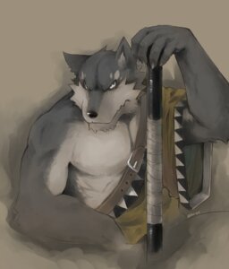 Rating: Safe Score: 0 Tags: anthro b-eau canid canine canis clothed clothing e621 front_view male mammal simple_background solo warrior wolf User: bunchy7s