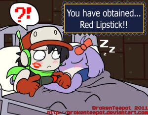 Rating: Safe Score: 0 Tags: accessory anthro bed black_hair blush bow_(feature) bow_accessory bow_ribbon brokenteapot cave_story chaco_(cave_story) clothing duo e621 eyes_closed female fur furniture hair hair_accessory hair_bow hair_ribbon hat headgear headwear humanoid humor kiss_mark kissing lagomorph lipstick makeup male male/female mammal mimiga morning_after purple_body purple_fur quote_(cave_story) ribbons shocked sleeping text text_box url User: bunchy7s