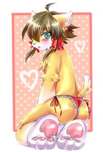 Rating: Questionable Score: 0 Tags: anthro bananana black_nose blush brown_hair clothed clothing domestic_cat e621 felid feline felis female frilly green_eyes hair heart_symbol lace lingerie looking_back mammal open_mouth panties pawpads paws ribbons short_hair solo topless underwear User: bunchy7s