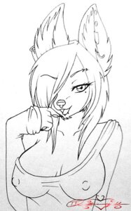 Rating: Questionable Score: 0 Tags: anthro black_and_white breasts canid canine cleavage clothed clothing e621 female hair hair_over_eye line_art mammal monochrome nipples one_eye_obstructed piercing shirt silky-fur simple_background skimpy solo source_request topwear translucent translucent_hair white_background User: bunchy7s