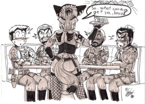 Rating: Questionable Score: 0 Tags: 5_fingers anthro armlet armor astra_militarum back_boob bald bar beard belt belt_pouch blush bodily_fluids bottomwear bracelet breasts bustier butt canid canine clothed clothing container cup dialogue e621 ear_piercing english_text facial_hair female fingers fox fully_clothed fur furniture gloves_(marking) greyscale group gun hair hand_on_hip handgun heroesheaven hi_res holding_object holster human imperial_guard imperium_of_man jewelry looking_at_another male mammal markings monochrome pants piercing ponytail ranged_weapon short_hair simple_background sitting speech_bubble sweat table tail tattoo text toony waiter warhammer_(franchise) warhammer_40000 weapon white_background wide_eyed User: bunchy7s