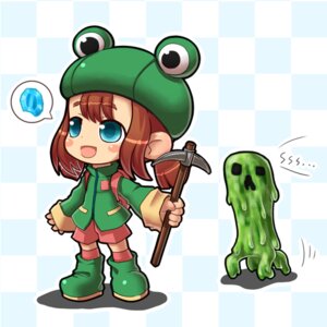 Rating: Safe Score: 0 Tags: 1:1 2011 blue_eyes blush blush_stickers boots bottomwear brown_hair checkered checkered_background chibi clothing crab_man_(artist) creeper_(minecraft) digital_drawing_(artwork) digital_media_(artwork) dripping duo e621 female footwear frog_hat goo_creature green_boots green_clothing green_footwear green_jacket green_topwear hair holding_pickaxe humanoid jacket light_body light_skin low_res microsoft minecraft mojang not_furry open_mouth pattern_background pickaxe pictographics pink_blush pink_bottomwear pink_clothing pink_shorts ponytail rana_(minecraft) shaded shoes shorts simple_background sound_effects speech_bubble text thin_calves thin_legs thin_thighs topwear vowelless vowelless_sound_effect xbox_game_studios young User: bunchy7s