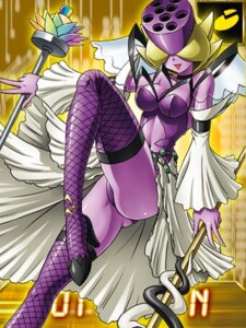 Rating: Questionable Score: 0 Tags: 3:4 bandai_namco breasts cleavage clothed clothing digimon digimon_(species) e621 elemental_creature female flora_fauna humanoid legwear lotusmon low_res melee_weapon monster not_furry official_art plant polearm purple_body purple_skin simple_background solo staff stockings weapon yellow_background User: bunchy7s