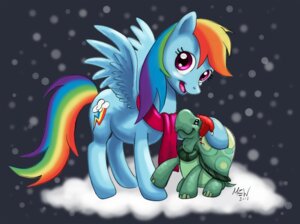 Rating: Safe Score: 0 Tags: 2013 blue_body blue_feathers blue_fur clothing cutie_mark duo e621 equid equine feathered_wings feathers female feral friendship_is_magic fur hair hasbro hat headgear headwear looking_at_viewer male mammal mewzilla multicolored_hair multicolored_tail my_little_pony mythological_creature mythological_equine mythology pegasus purple_eyes rainbow_dash_(mlp) rainbow_hair rainbow_tail reptile scalie scarf signature tail tank_(mlp) tortoise turtle wings User: bunchy7s
