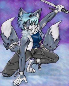 Rating: Safe Score: 0 Tags: 4_toes abstract_background anthro barefoot belt blue_eyes bottomwear breasts canid canine canis chain clenched_teeth clothed clothing countershading crouching cuff_(restraint) demon denim denim_bottomwear denim_clothing e621 feet female fenni fluffy fluffy_tail front_view frozen_over full-length_portrait fully_clothed fur grey_body grey_fur handpaw hindpaw holding_melee_weapon holding_object holding_sword holding_weapon humanoid_hands ice jacket jeans kneeling looking_at_viewer mammal markings melee_weapon multi_tail pants paws plantigrade portrait pose prisoner restraints shackles shirt snow solo sword tail tail_cuff tank_top teeth toes topwear torn_clothing weapon white_body white_countershading white_markings wolf User: bunchy7s